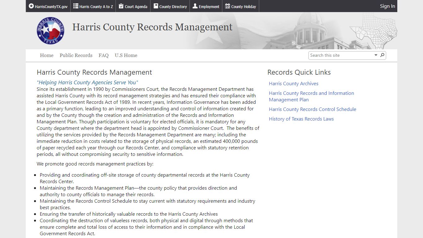 Records Management - Harris County, Texas